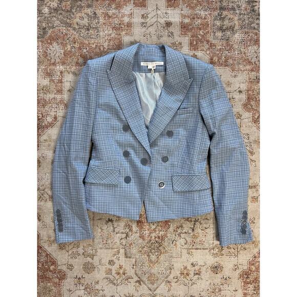 Veronica Beard Dickey Diego Blazer Jacket Blue Plaid Double Breasted Size 6 - Picture 2 of 10
